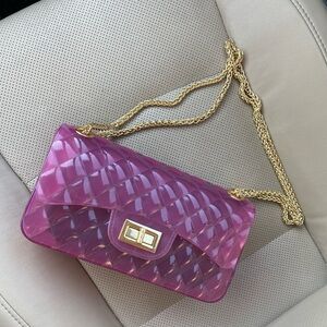 Pink Jelly Quilted Double Strap Crossbody Bag